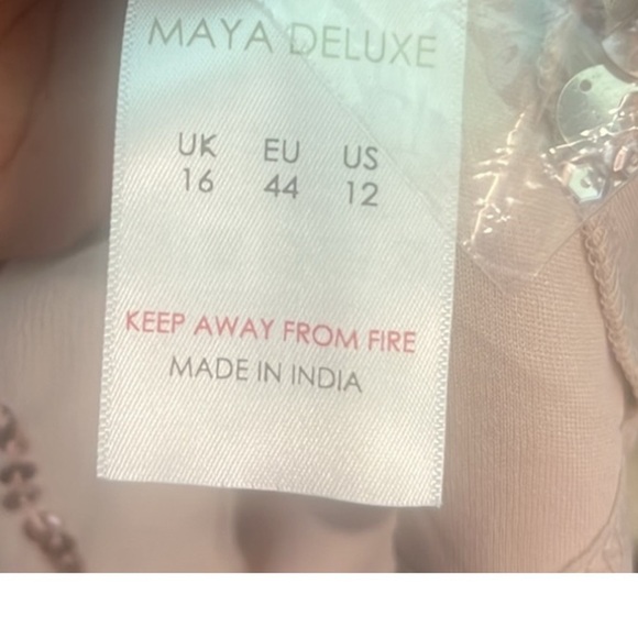 ASOS Maya Deluxe fully beaded sequin faux wrap, formal mini dress, frosted pink - Picture 16 of 16